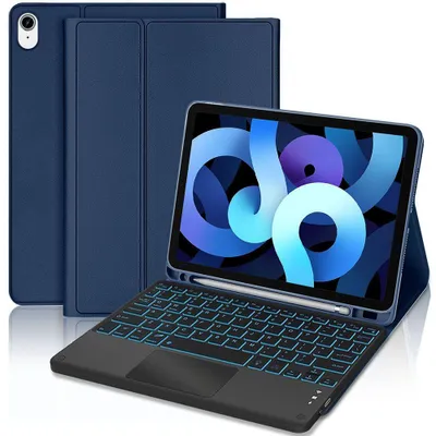 Image de Coque Clavier pour iPad Air 11" (M4/M3/M2) / iPad Air 4/5 10,9" - Synthécuir Bleu Marine avec Clavier Rétroéclairé