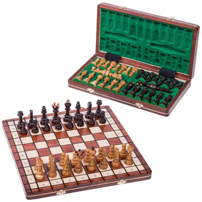 Produktbild von Square Poselskie Holzschachspiel Glänzend Kirschfiguren 37x37 cm
