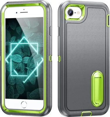 Produktbild von Hülle für iPhone 8 Plus/7 Plus/6 Plus/6s Plus Hybrid Dreilagige Robust Stoßfest Schwerlast Schutzhülle mit Ständer Grau