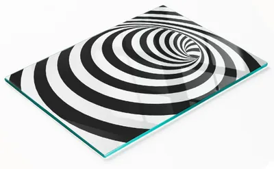 Produktbild von Nachbildungatives spiralförmiges Schneidebrett aus Glas mit Streifen, 80 x 52 cm