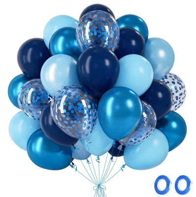 Konfetti-Luftballons, 62 Stück, blau, rund, für Feiern