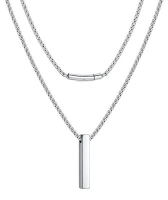 Immagine prodotto di Solidchoice - Collana da uomo con ciondolo a barra, acciaio inossidabile, 60 cm, impermeabile