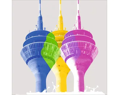 Produktbild von Glasbild Düsseldorf Rheinturm II 20x20 cm