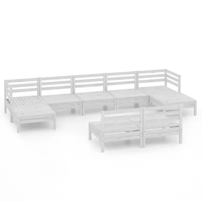 Produktbild von vidaXL 9-tlg. Garten-Lounge-Set Weiß Massivholz Kiefer