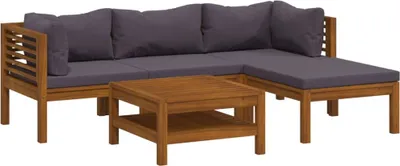 Image de vidaXL Ensemble de salon de jardin 5 pièces avec revêtement en bois massif d'acacia