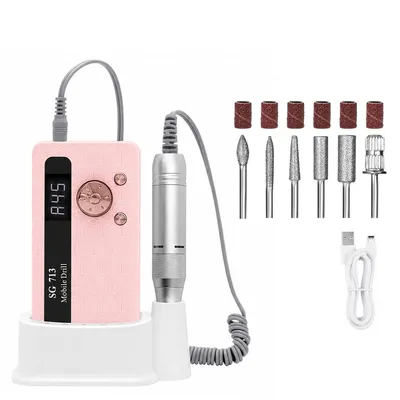 Produktbild von Kabelloser Nagelfräser 45000 U/min, elektrische Nagelfeile mit 6 Schleifbits, Akku Maniküre Gerät mit LCD Display, leise für Gel- und Acrylnägel