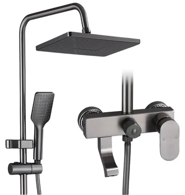 Immagine prodotto di Set completo per doccia - Sistema doccia/vasca da bagno con termostato - Autopulente - Ottone - Nichel spazzolato
