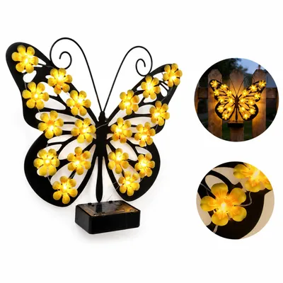 Produktbild von Solar Wandleuchte außen Schmetterling, LED Gartenleuchte mit Warmlicht, wasserdicht, automatische Solarleuchte für Balkon Terrasse Wand