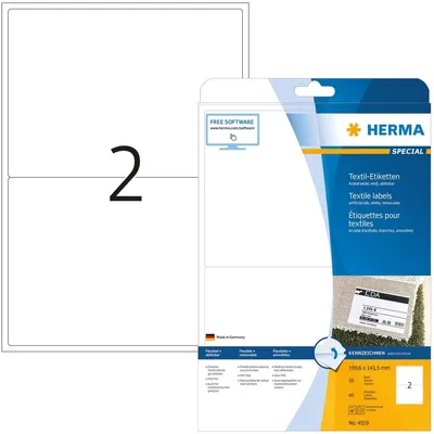 Obrázek produktu pro HERMA 4519, Bílá, Zaoblený obdélník, Laser, 2 kusů, 20 listy, 199,6 mm