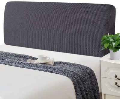 Produktbild von Famanu Kopfteilbezug elastisch, waschbar, Jacquard, dunkelgrau - für Einzel- und Doppelbetten 120-140 cm