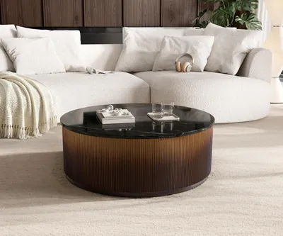 Produktbild von DELIFE Couchtisch Fiorano 90x90 cm Marmor Schwarz Silber Metall Gold Ombre
