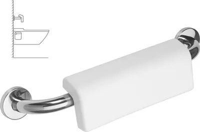 Imagen del producto de Barra de apoyo para personas con discapacidad, con respaldo, de 500 mm, acero inoxidable pulido
