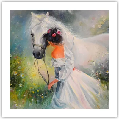 Produktbild von Poster - Poster ohne Rahmen - Frau Wiese Pferd - 50x50 cm - Wand Bild - Wanddeko - Wandbilder - Kunstposter - Wandposter - Bilder - Kunstdruck - Wanddekoration - Wandbild - P2XAC50x50-3470