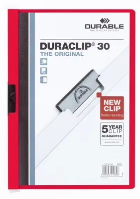 Produktbild von Durable Duraclip 30, Rot, Transparent, PVC, 30 Blätter, A4, 1 Stück(e)
