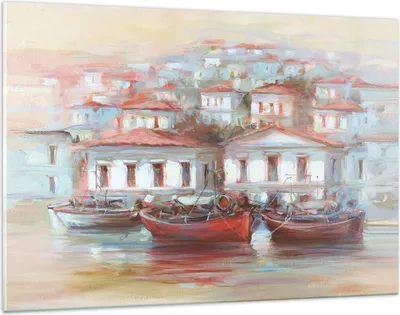 Produktbild von Bilder auf glas - Einteilig - Bild Segelboot Hafen - 120x80cm - Glasbilder - Wandbilder - Bilder - zum Aufhängen bereit - Wanddekoration aus Glas - Glas Bilder - Wandbild auf Glas - GAA120x80-4937