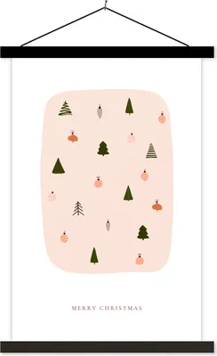 Produktbild von MuchoWow® Textilposter Weihnachtsbäume - Weihnachtsschmuck - Muster 40x60 cm mit schwarzem Rahmen - Wanddekorationen