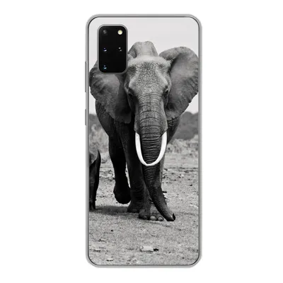 Produktbild von MuchoWow® Handyhülle Schutzhülle Hülle für Samsung Galaxy S20 Plus Elefant - Kind - Schwarz - Weiß Silikon Softcase Handy Hülle - Hartschale