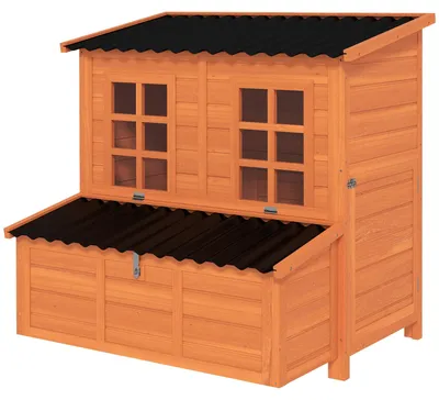 Obrázek produktu pro Kurník pro 3-4 slepice s hnízdníkem | Barva: Oranžová | Rozměry: 86 x 100 x 100 cm