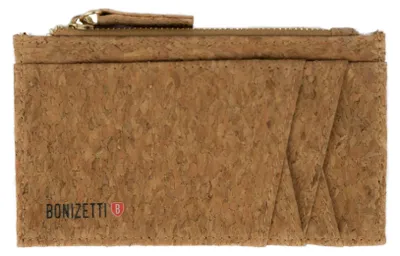 Produktbild von Bonizetti Kartenetui CAIRO - Kartenhalter mit Münzfach 14 x 0,5 x 7,5cm aus veganem und nachhaltigem Kork Korkmedium braun Slim Wallet, Portemonnaie