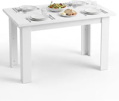 Imagen del producto de Mesa de comedor con espacio de almacenamiento, color blanco, 120x70 cm, ideal para apartamentos y comedores