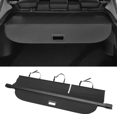 Image de Cache-Bagages Rétractable Pour Coffre Voiture pour Q7 2006-2015 Étagère De Coffre Arrière Étagère De Bagages Écran De Sécurité Pare-Soleil, Toile, Noir Brillant