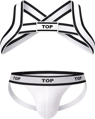 Image de Barcode Berlin - Sous-vêtement Hommes - TOP Multipack 1x Jockstrap White + 1x Harness White-Black - Taille XL