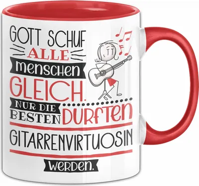 Produktbild von Gitarrenvirtuosin Geschenk Becher Tasse Gott Schuf Alle Menschen Gleich Nur Die Besten Durfeten Gitarrenvirtuosin Werden Geschenkidee Lustig (Rot)
