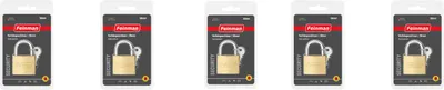 Produktbild von Feinman Vorhängeschloss 38 mm – stabiles Messing-Schloss 5 Stück