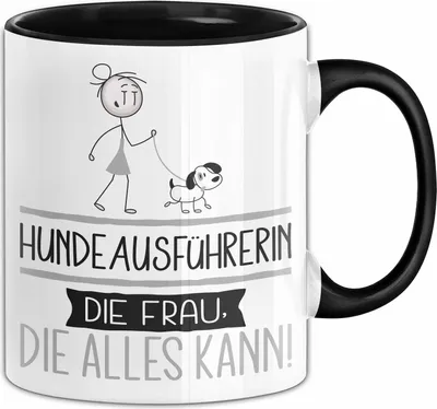 Produktbild von Hundeausführerin Geschenk Tasse Becher Die Frau Die Allen Kann Geschenkidee für eine Hundeausführerin Lustig (Schwarz)