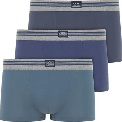 Produktbild von Jockey Herren Boxershorts, 3er Pack - Baumwolle Stretch Short Trunk Blau L
