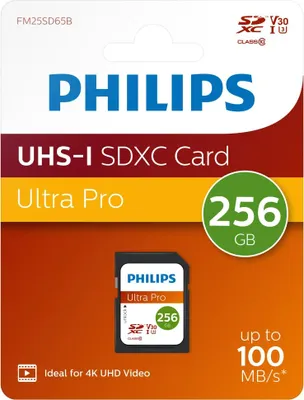 Image de Philips Ultra Pro FM25SD65B - Carte mémoire flash - 256 Go - Video Class V30 / UHS-I U3 / Class10 - SDXC