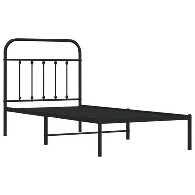 Image de vidaXL Cadre de lit avec tête de lit en métal noir 80x200 cm