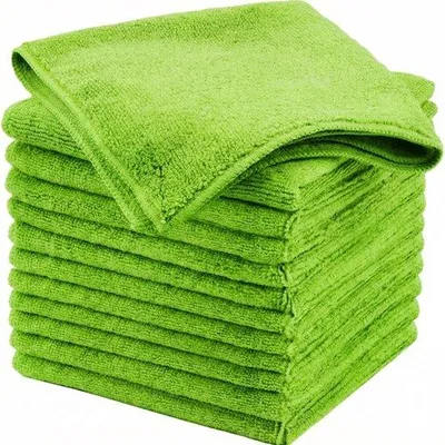 Immagine prodotto di 12 panni in microfibra, panni multiuso per la pulizia di superfici lisce come finestre, utensili da cucina, automobili e acciaio inossidabile, 30 x 30 cm, verde.