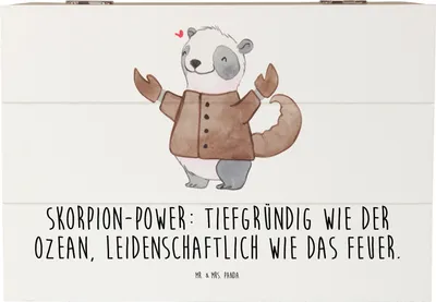 Produktbild von Mr. & Mrs. Panda Box Skorpion Astrologie 22 x 15 cm - Weiß - Geschenk, schmuckbox, Sternzeichen, schatztruhe, Holzbox mit Deckel, Aufbewahrungskiste, Tierkreiszeichen