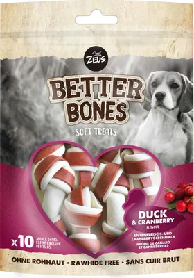 Produktbild von Zeus BetterBones Small Bones mit Ente & Cranberry - 10 Stück