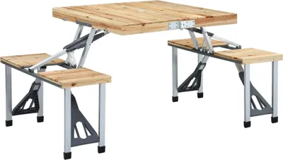 Produktbild von The Living Store Klappbarer Campingtisch mit 4 Sitzen Stahl Aluminium