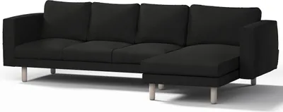 Productafbeelding van Dekoria beschermhoes voor de Norsborg 4-persoonsbank met chaise longue, zwart. Norsborg beschermhoes voor 4-persoonsbank met chaise longue