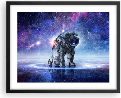 Produktbild von Gerahmtes Poster - Schwarzer Rahmen - Kosmonaut Weltraum - 50x40 cm - Wand Bild - Wanddeko - Wandbilder - Kunstposter - Wandposter - Bilderrahmen - Bilder - Kunstdruck - Wandbild - P2BAA50x40-3985