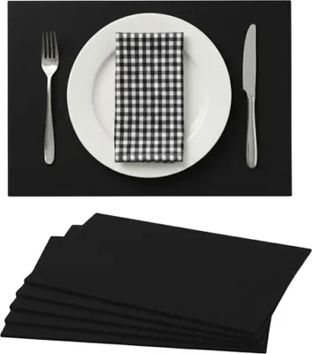 Produktbild von Filz Platzsets 45x30cm, Platzdeckchen abwaschbar, Tischuntersetzer Filzmatten 6er Set (schwarz)