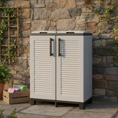Immagine prodotto di Alistar - Pattumiera, 68x37x90h cm Grigio Chiaro, Capacità 220 (110 per Sacco)