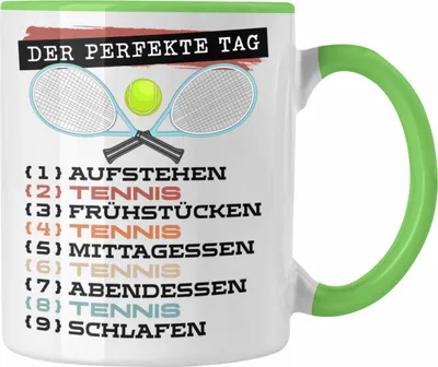 Produktbild von Trendation - Tennis Tasse Geschenk Becher Der Perfekte Tag Tennis-Spieler Geschenkidee Spruch (Grün)