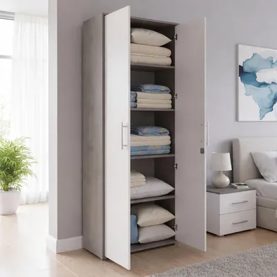Immagine prodotto di Aveto - Armadio Multiuso 2 Ante, 79x34h cm Bianco, 4 Ripiani