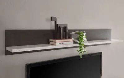 Immagine prodotto di Scaffale a parete Etero 150cm cemento scuro / bianco lucido Scaffale moderno