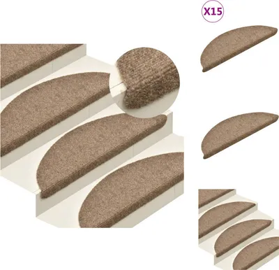 Obrázok produktu pre vidaXL Samolepiace rohože na schody 15 ks. Krémová 56x17x3cm Netkaná textília s dierkovaním - Podložky pod schody