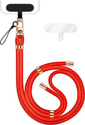 Immagine prodotto di HoldMe Edition - Cordino con moschettone nero e 2 cuscinetti - Cordino universale in nylon per cellulari - Arancione neon