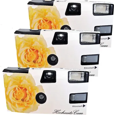Produktbild von 3x PHOTO PORST Sonderposten Einwegkamera gelbe Hochzeitsrose  MHD: 06.2026