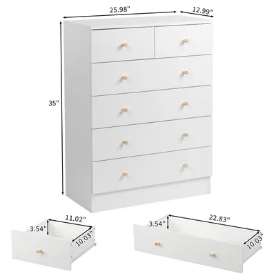 Immagine prodotto di Cassettiera FCH con 6 cassetti, cassettiera per soggiorno, bianco 66 x 33 x 89 cm