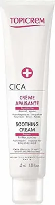 A white tube of Topicrem CICA Soothing Cream.
