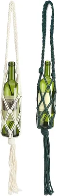 Imagen del producto de Bolsa de tela de algodón para botellas, 2 unidades, estilo bohemio vintage, ideal para camping