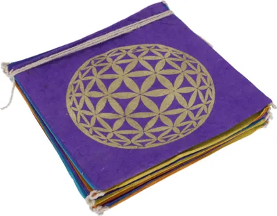 Produktbild von Gebetsfahne aus Papier 2,50 m, Buddhistische Dekoration aus Loktapapier - Chakra 11*11 cm, Mehrfarbig, Lokta-Papier, Gebetsfahnen